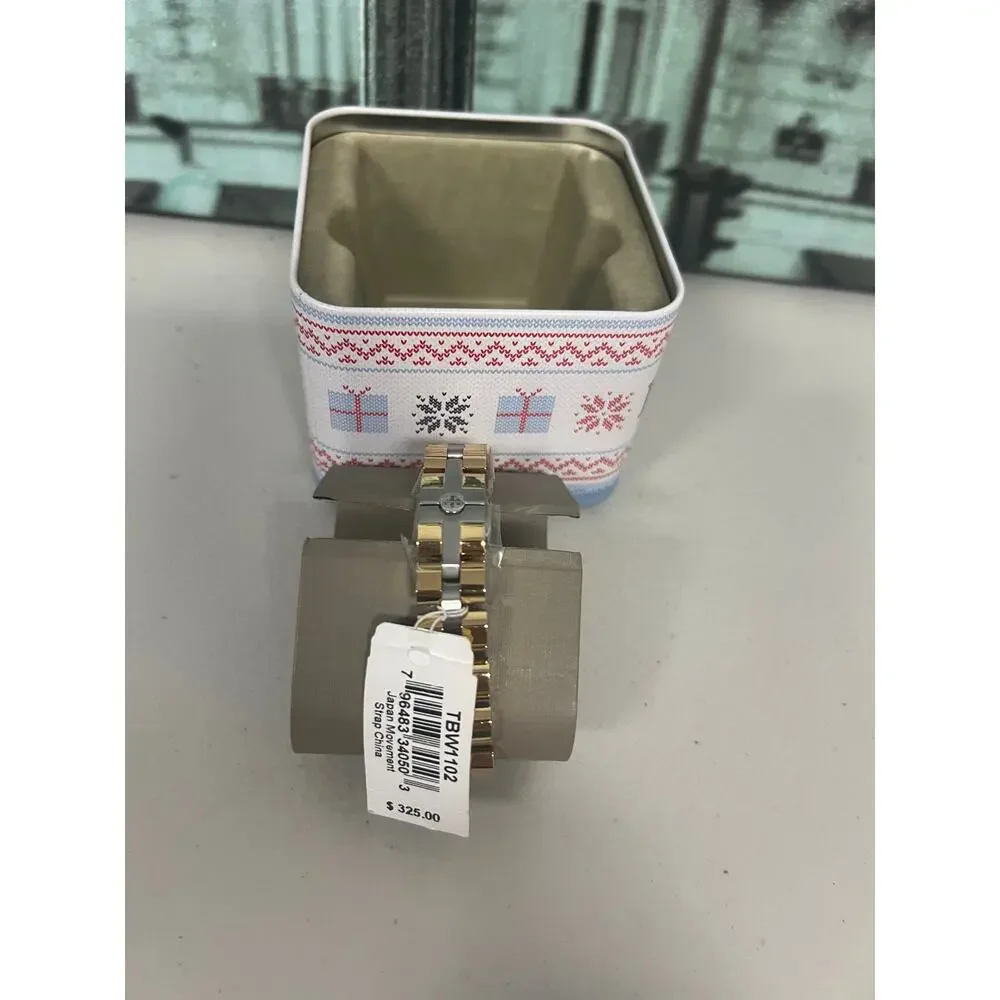 Tory Burch TBW1102 Women Rectangle Two Tone Stainless Steel Watch 30M Waterproof